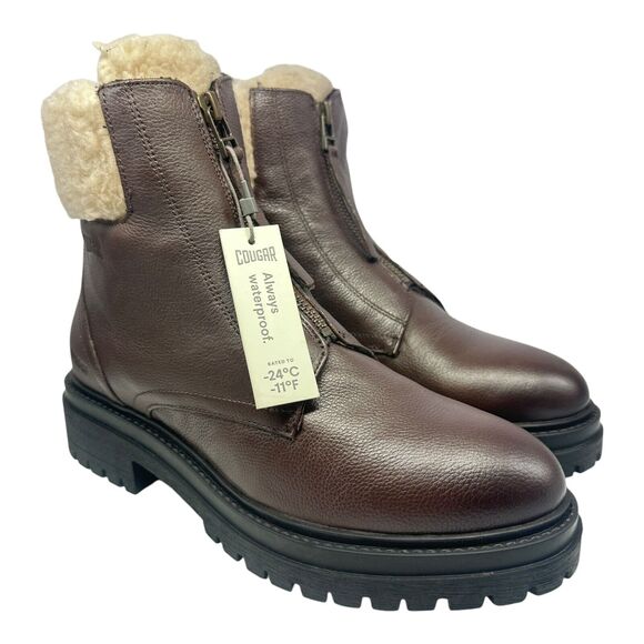 Cougar Women’s 8 Vow Waterproof Leather Winter Boots Brown Cozy Sherpa Lined - Picture 1 of 6